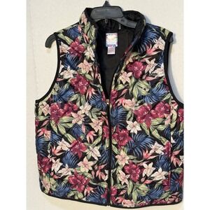 STELLA PARKER Colorful FLORAL QUILTED VEST: NEW WITH TAGS: Petite Large